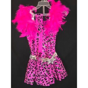 Curtain Call Dance Costume Chantilly‎ Lace Sequin Trim Feather Boa Child Small